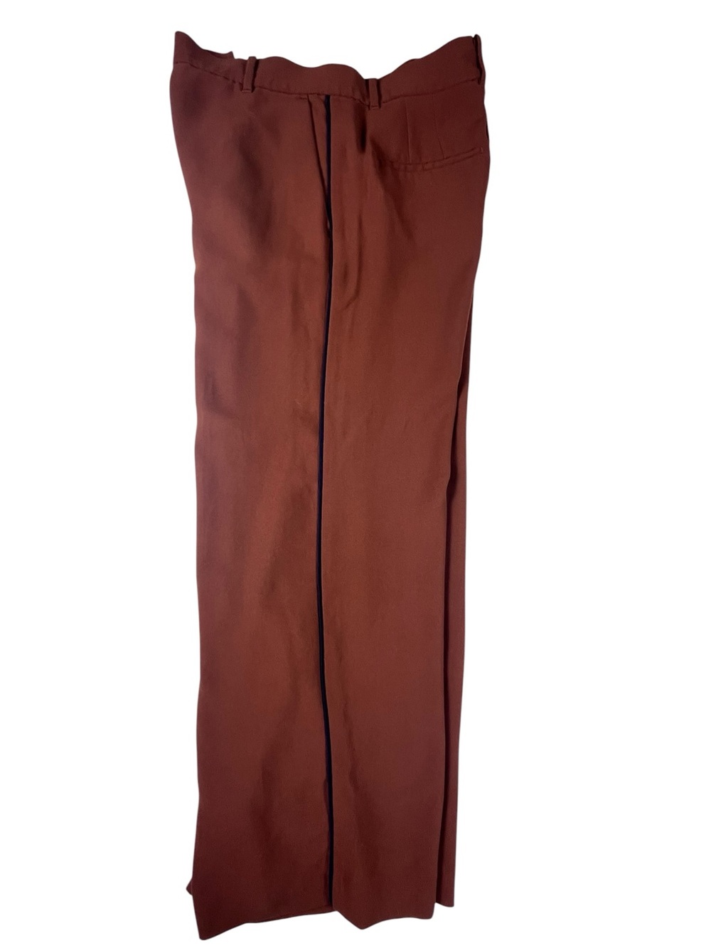 Ann Taylor Wide-Leg High-Rise Pants in Brown rust color with black trim sku 148 - Picture 11 of 12